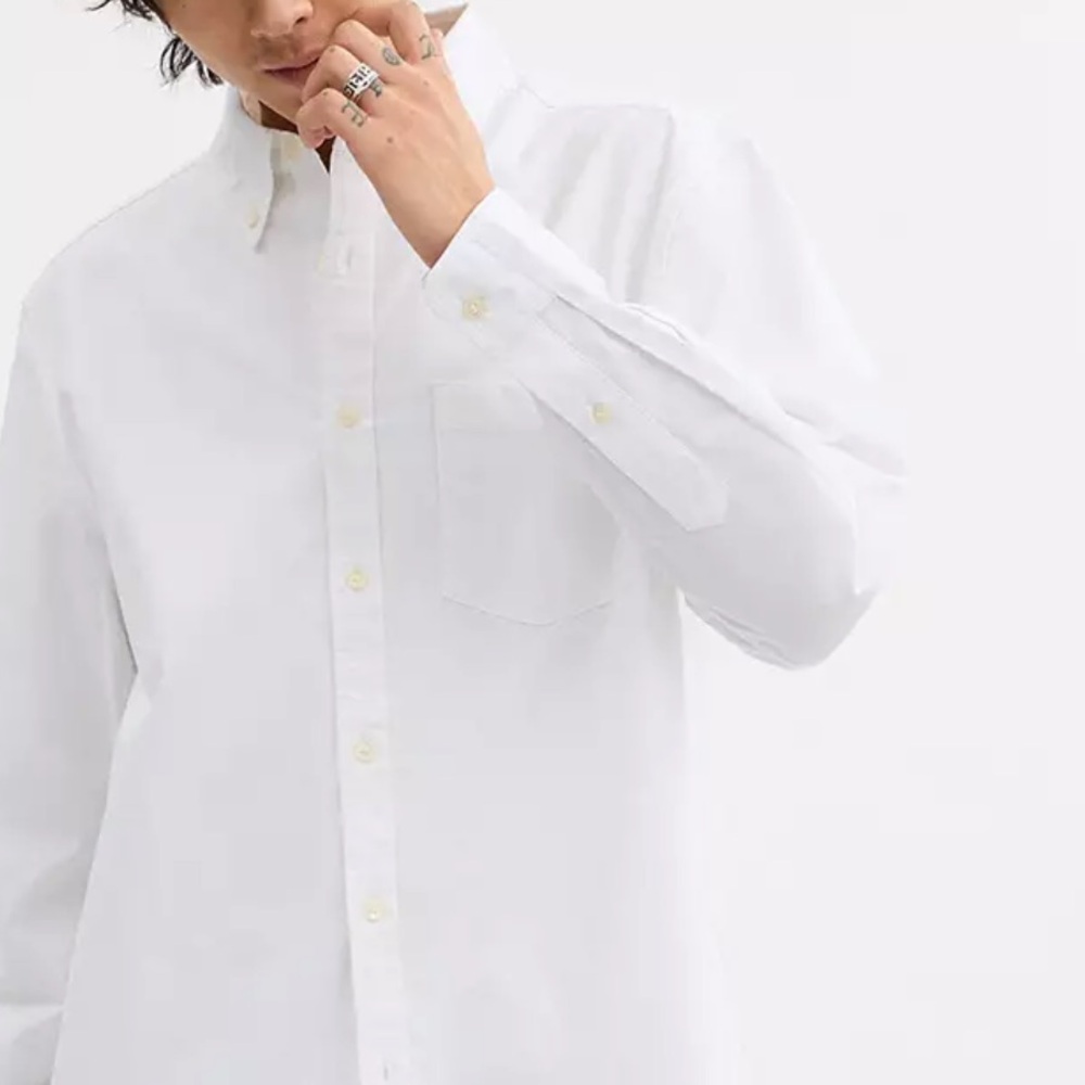 NEW COACH MEN WHITE LS OXFORD DRESS SHIRT SZ 15.5